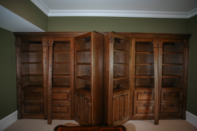 Traditional Home Office with Hidden Gun Safe Cabinet