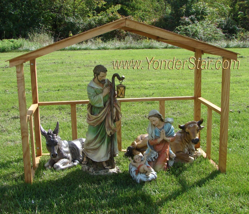 Traditional Outdoor Nativity Set with Wooden Stable