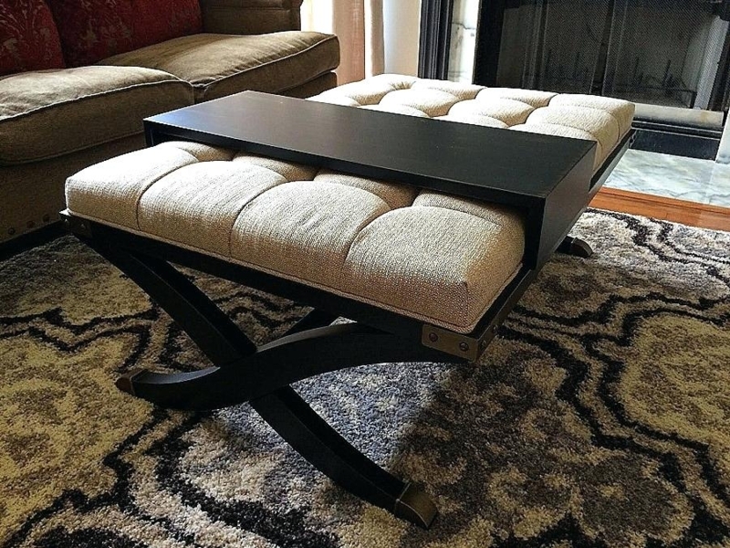 Tufted Upholstered Ottoman Coffee Table with Storage