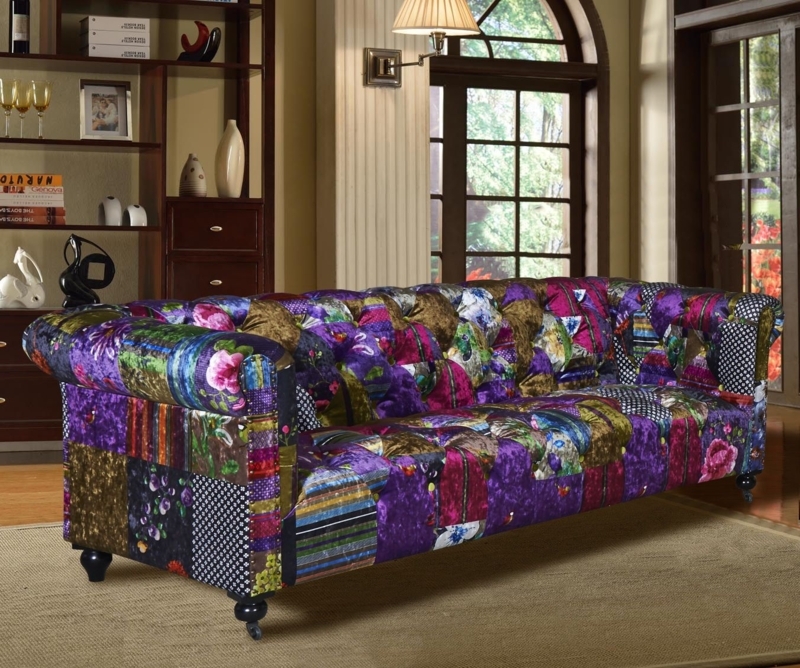 Vibrant Patchwork Anna Scroll Luxury Fabric Sofa