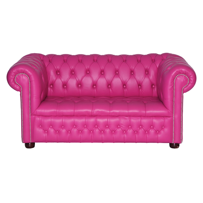 Vibrant Pink Leather Chesterfield Sofa Design