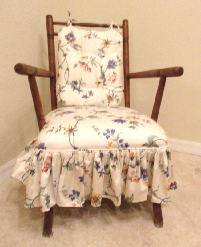 Victorian Floral Fabric Upholstered Rocking Chair