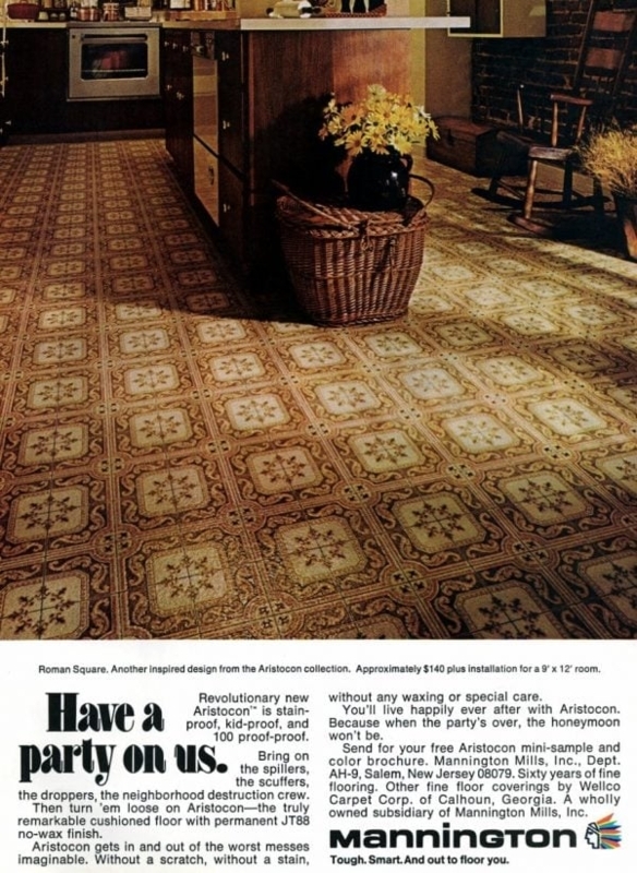 Vintage 70s Aristocon Vinyl Kitchen Flooring