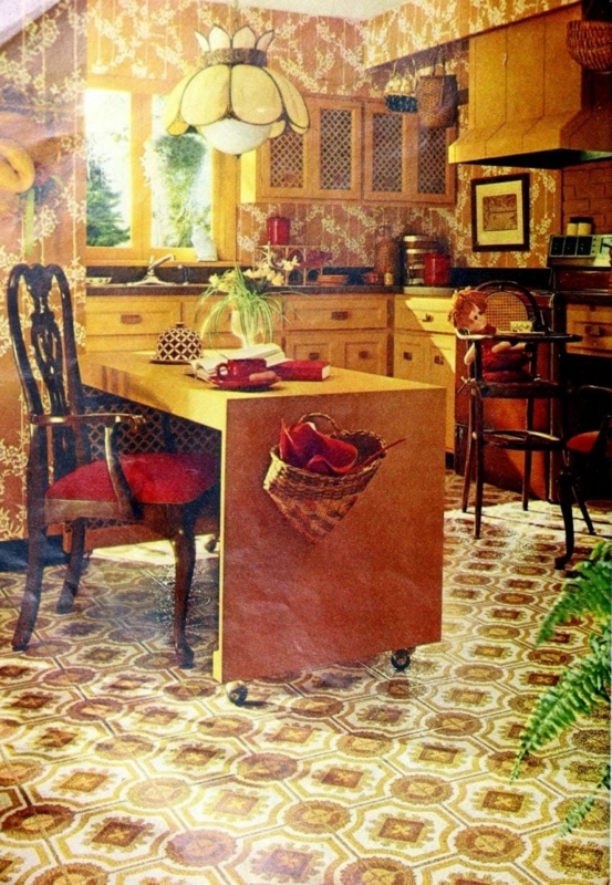 Vintage 70s Kitchen with Groovy Vinyl Flooring