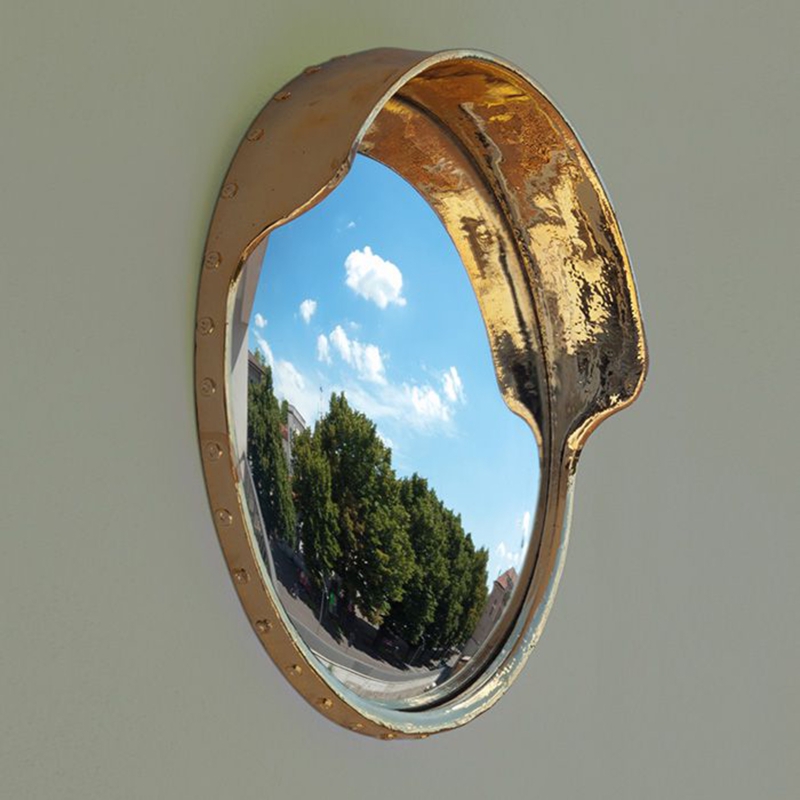Vintage Convex Fish Eye Mirror with Gold Frame