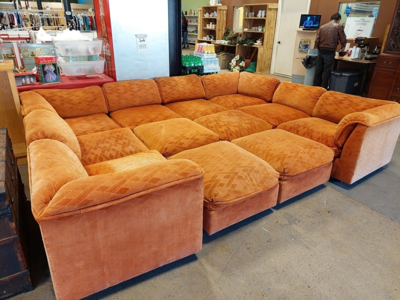 Vintage Drexel Mid-Century Orange Playpen Sofa
