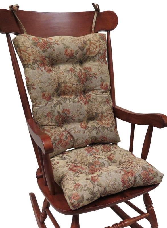 Vintage Floral Cushioned Wooden Rocking Chair
