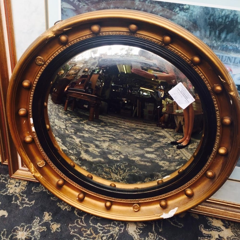 Vintage Gold Fish Eye Convex Mirror