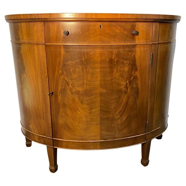 Vintage Half Moon Mahogany Cabinet with Elegant Curves
