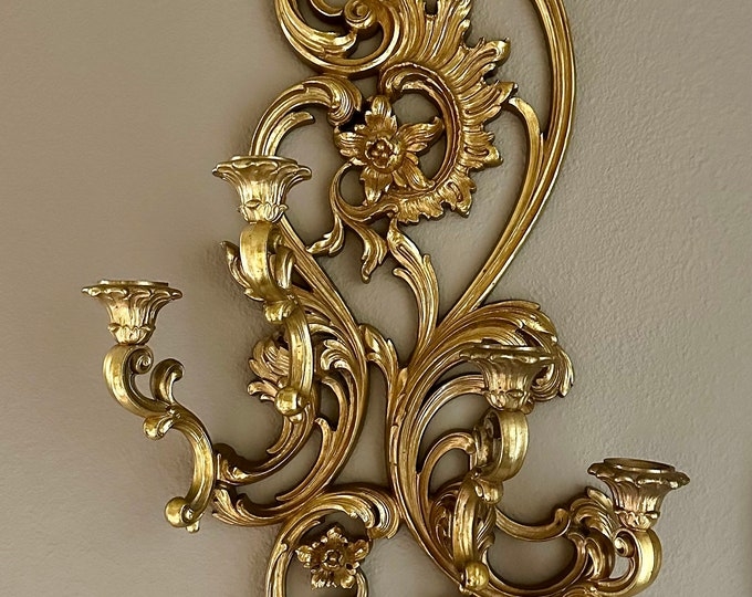 Vintage Hollywood Regency Gold Wall Sconce