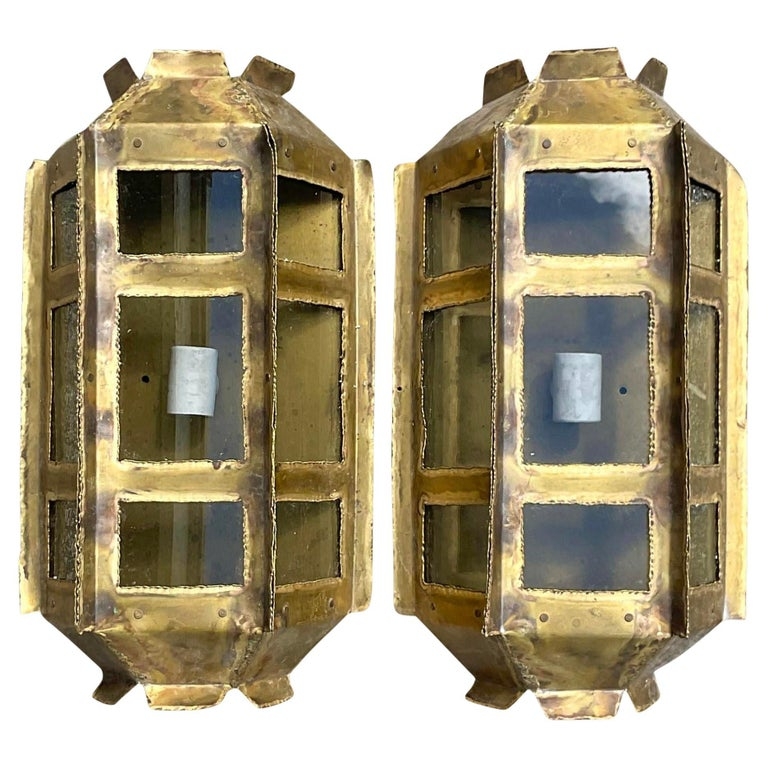 Vintage MCM Tom Greene for Feldman Brutalist Wall Sconces, a Pair For ...
