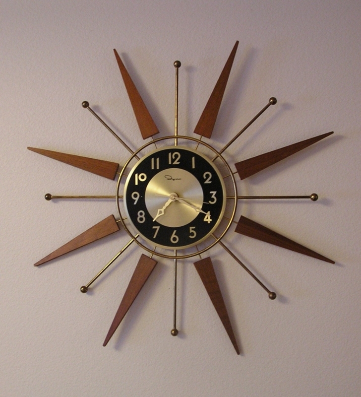 Vintage Mid Century Modern Starburst Wall Clock
