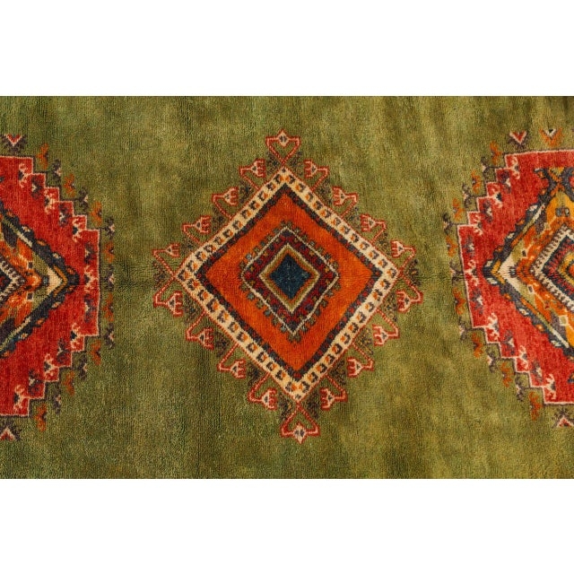 Vintage Moroccan Tribal Green and Orange Rug