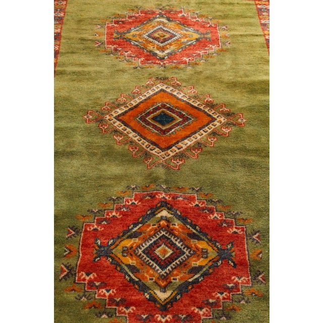 Vintage Moroccan Tribal Green and Orange Rug