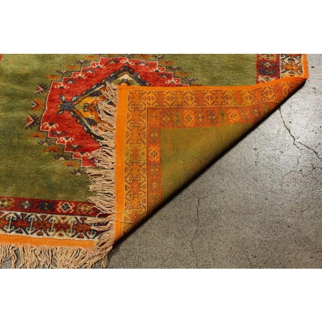 Vintage Moroccan Tribal Green and Orange Rug