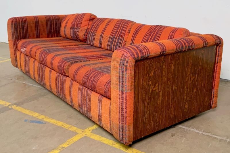 Vintage Orange Striped Playpen Sectional Sofa