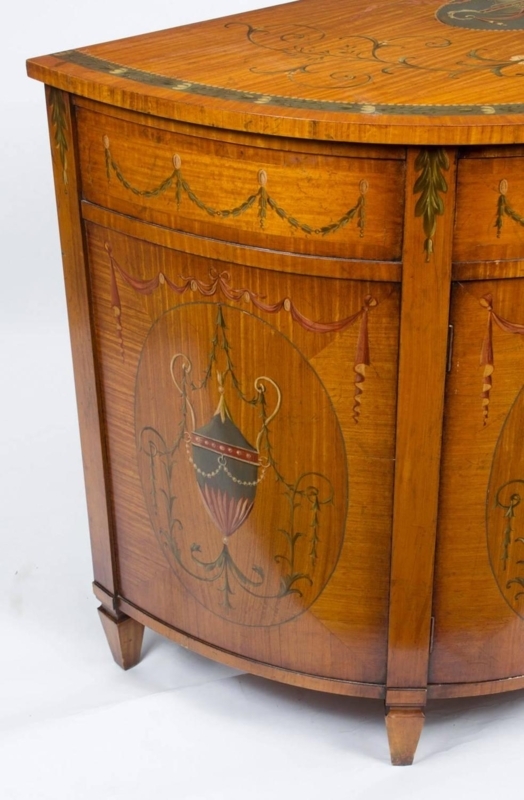 Vintage Painted Satinwood Half Moon Cabinets