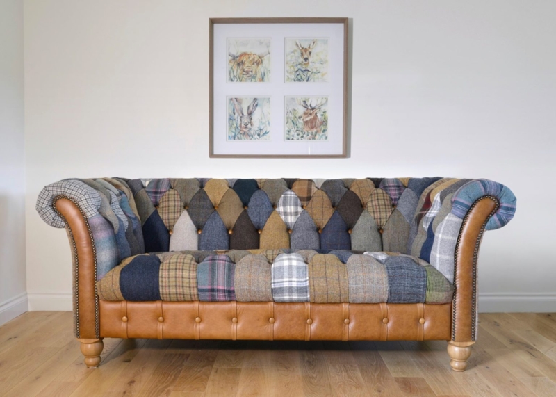 Vintage Patchwork Chesterfield Sofa with Leather Accents
