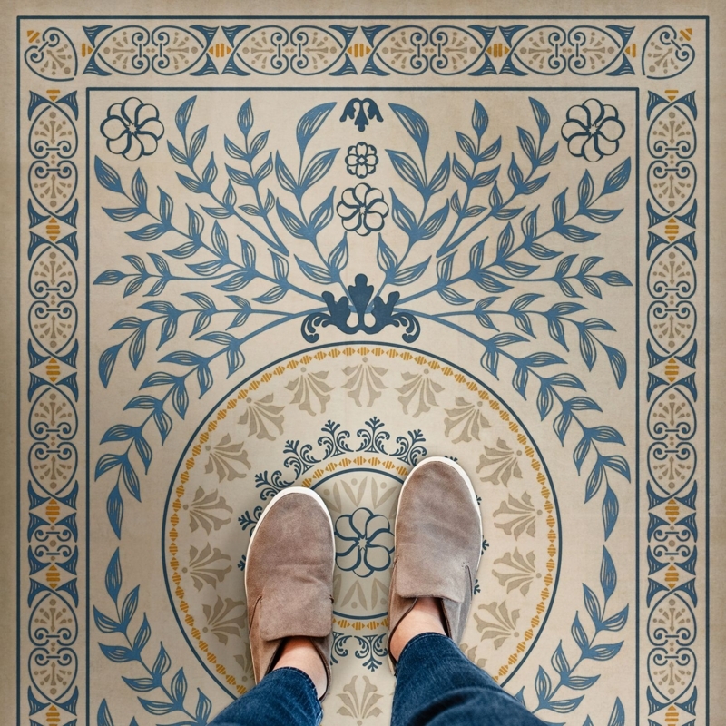 Vintage Patterned Vinyl Sheet Flooring Design