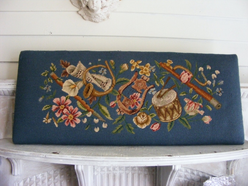 Vintage Piano Bench Needlepoint Cushion Musical by TheAntiquaire