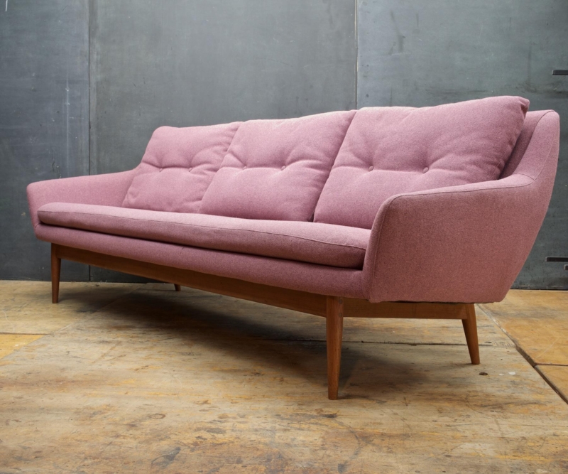Vintage Pink-Mauve Scandinavian Mid-Century Modern Sofa