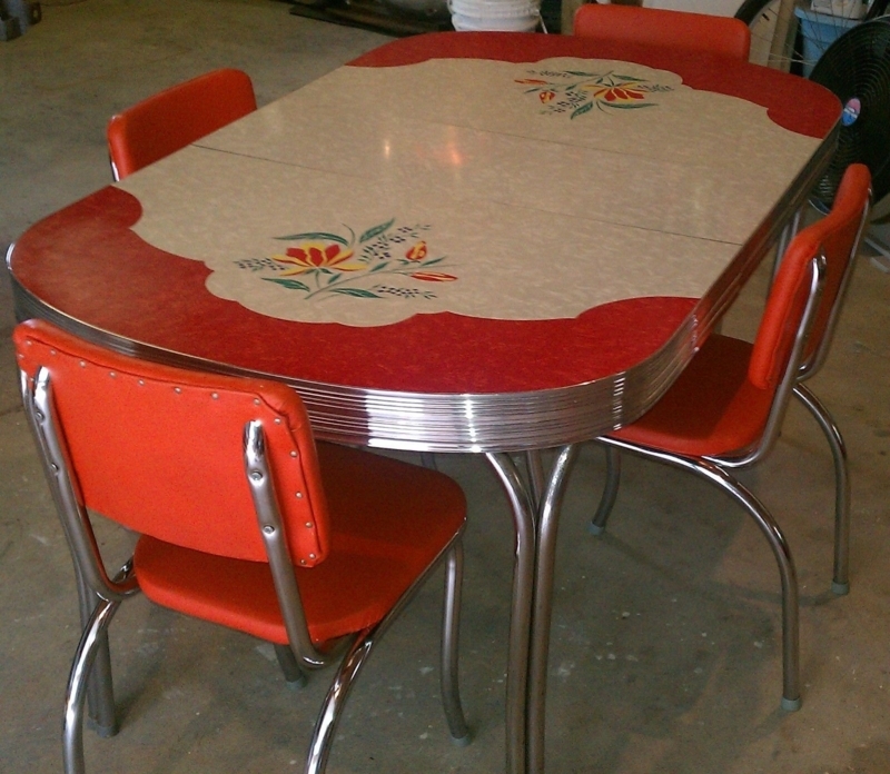 Vintage Red Retro Kitchen Table and Chairs