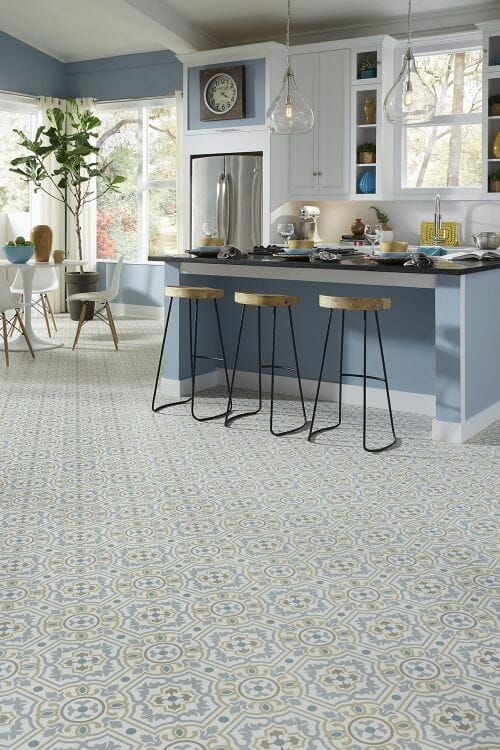 Vintage Style Patterned Vinyl Flooring for Kitchens