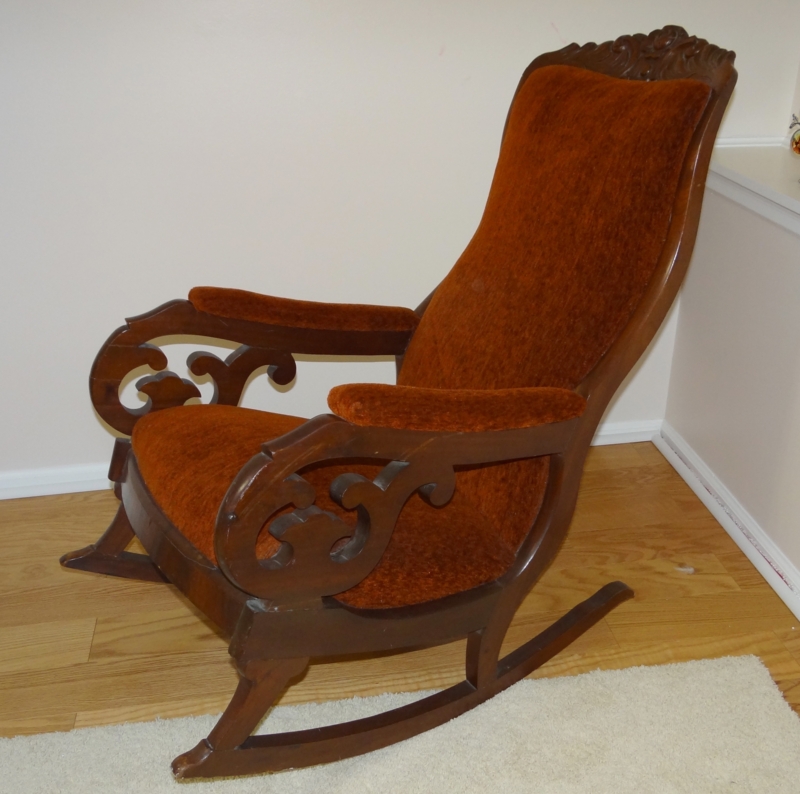 Vintage Wooden Rocking Chair with Plush Upholstery