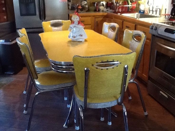Vintage Yellow Chrome And Formica Spartan Table And 6 Chairs | Retro ...