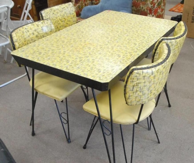 Vintage Yellow Retro Kitchen Table and Chairs
