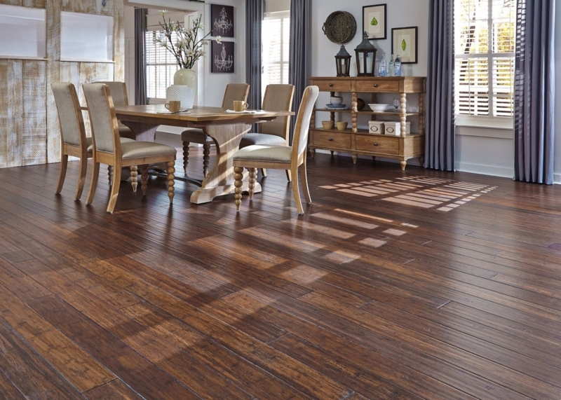 Warm Bamboo Flooring in Elegant Dining Room