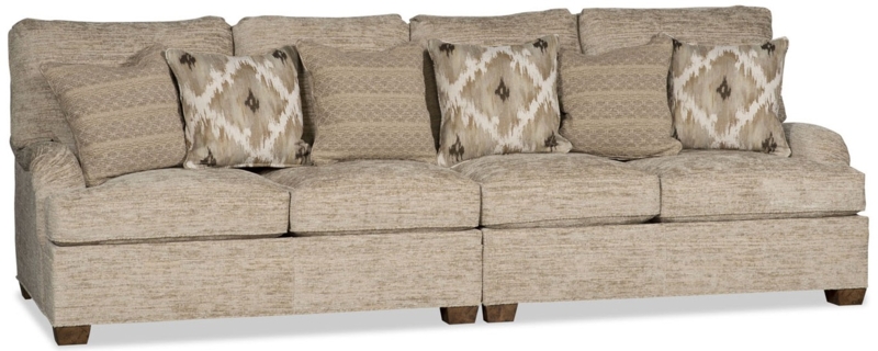 Warm Oatmeal Sectional Sofa with Patterned Cushions