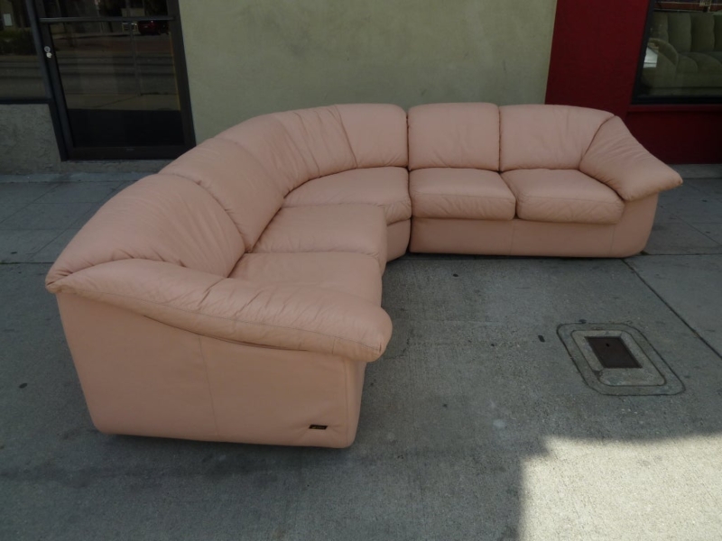 Wilma Powder Pink Leather Sectional Sofa