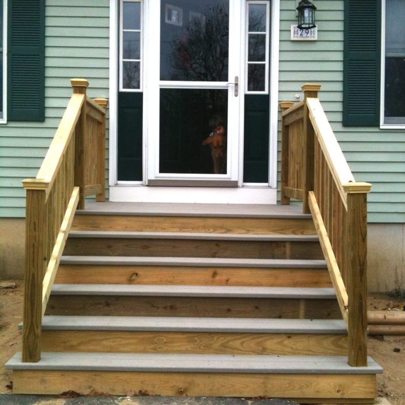 Wooden Staircase with Handrails for Mobile Home Entrance