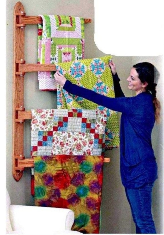 Wooden Swing Arm Quilt Rack for Wall Display