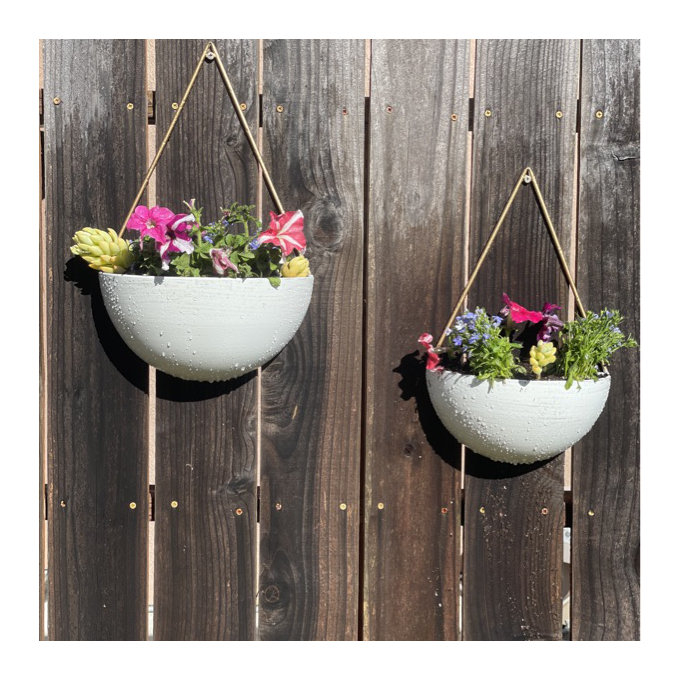 Desmondia 2 Piece Metal Half Moon Wall Planter Set | Foter