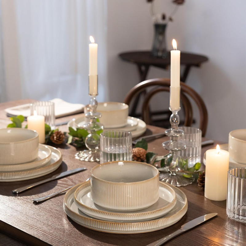 Azal Stoneware Dinnerware Sets, 12-Piece Dish Set | Foter