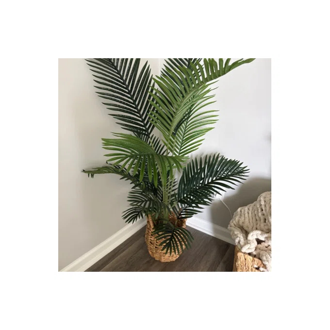 Adcock Artificial Palm Tree in Pot Faux Green Areca Palm Plant, Fake Tree  for Home Decor | Foter