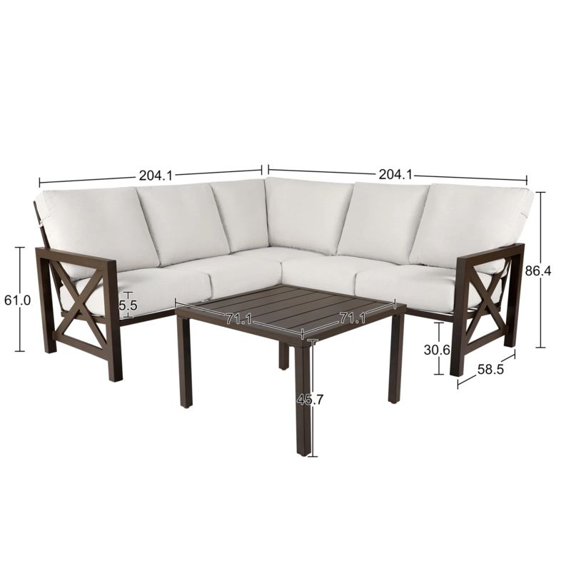 Nolensville Outdoor L-Shape Patio Conversation Metal 5 - Person Seat Group with Thick Olefin Cushion