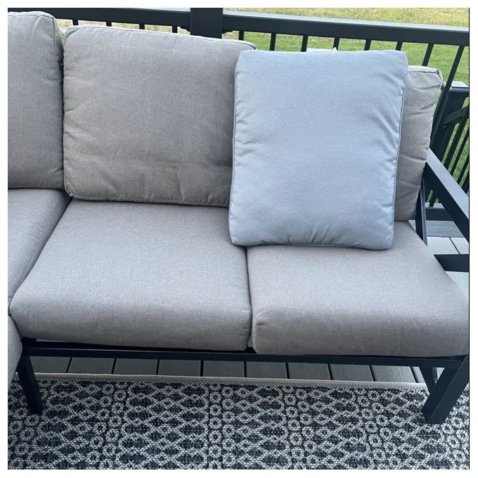 Nolensville Outdoor L-Shape Patio Conversation Metal 5 - Person Seat Group with Thick Olefin Cushion