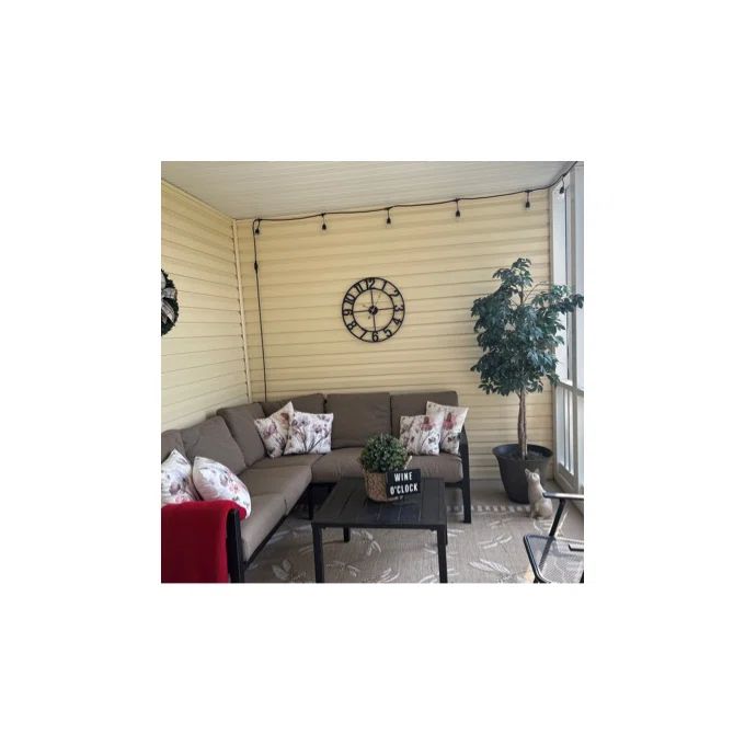 Nolensville Outdoor L-Shape Patio Conversation Metal 5 - Person Seat Group with Thick Olefin Cushion