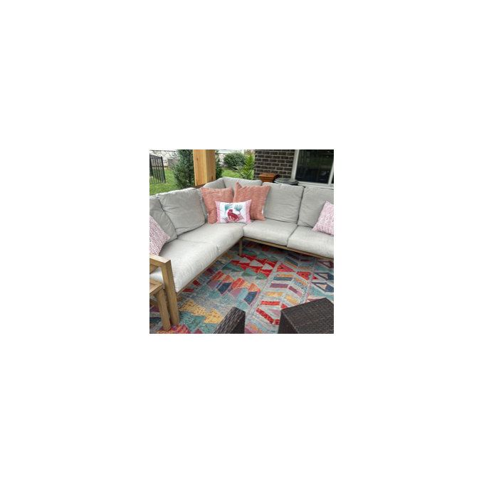 Nolensville Outdoor L-Shape Patio Conversation Metal 5 - Person Seat Group with Thick Olefin Cushion