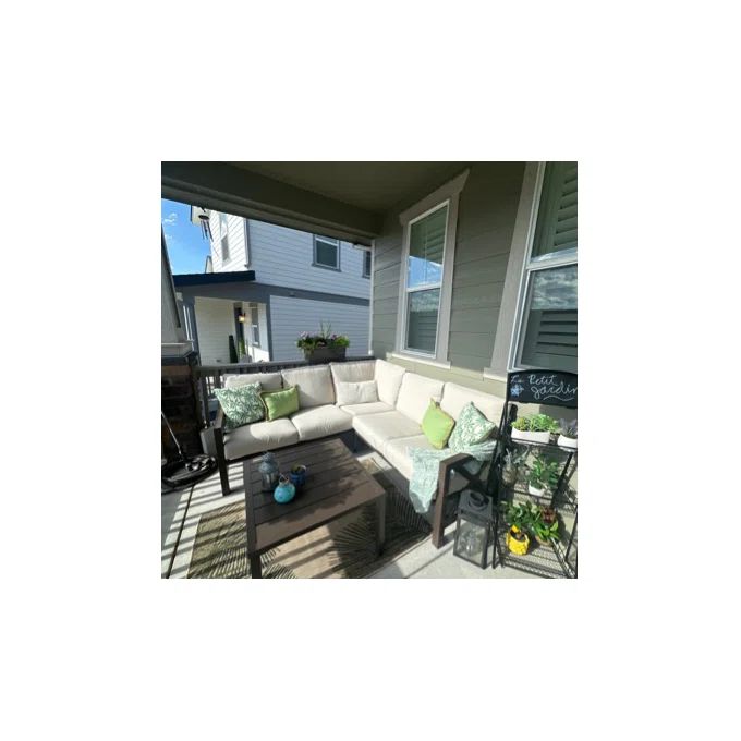 Nolensville Outdoor L-Shape Patio Conversation Metal 5 - Person Seat Group with Thick Olefin Cushion