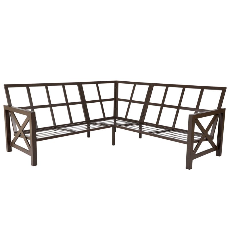 Nolensville Outdoor L-Shape Patio Conversation Metal 5 - Person Seat Group with Thick Olefin Cushion