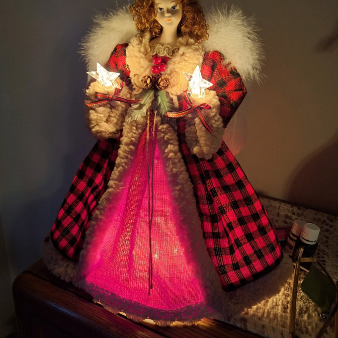 Fabric Christmas Tree Topper - Lighted | Foter