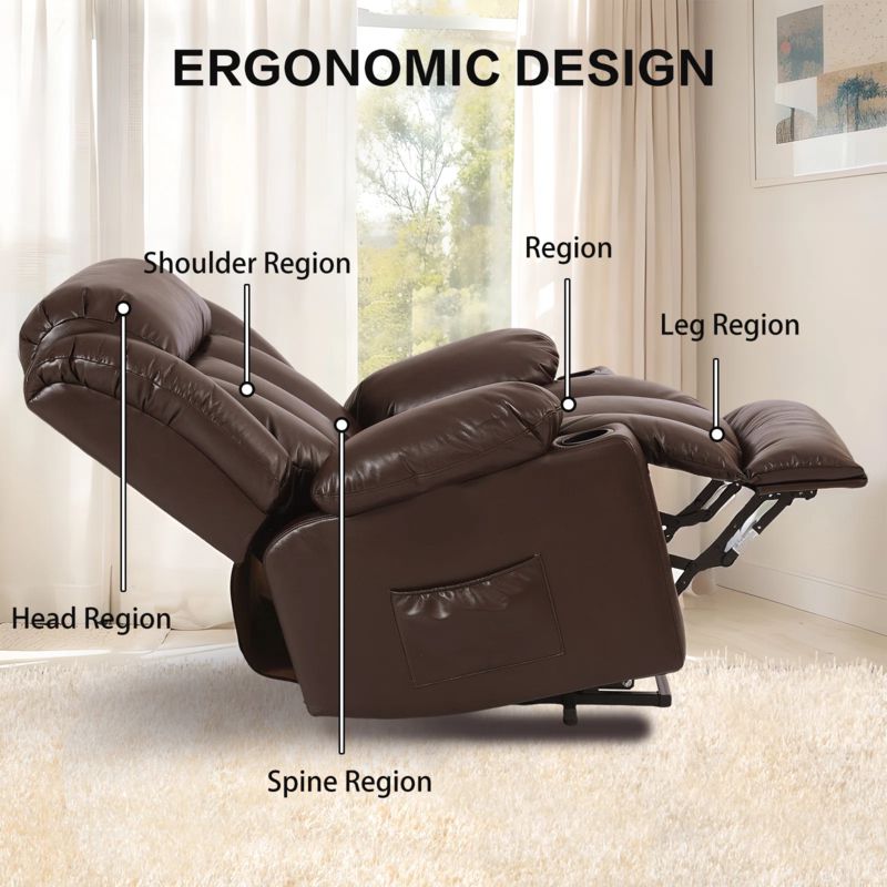 Faux Leather Power Lift Assist Recliner Chair with Heating and Massage