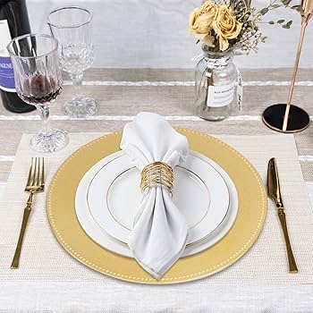 13 Inch Charger Plates with Beaded Rim for Elegant Table Setting