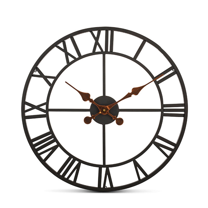 20-Inch Skeleton Wall Clock with Bronze Hands and Roman Numerals