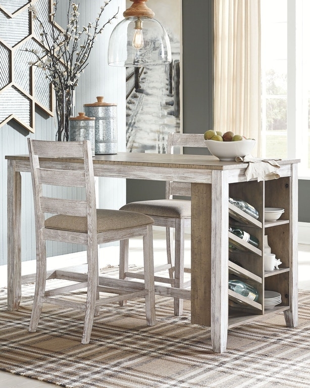 3-Piece Counter Height Dining Set with Side Storage and Ladder Backs