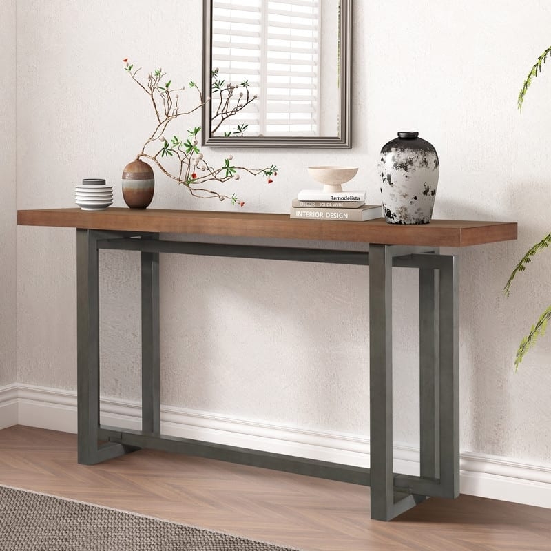 59" Narrow Entryway Console Table for Hallway and Living Room Space Saving - Espresso